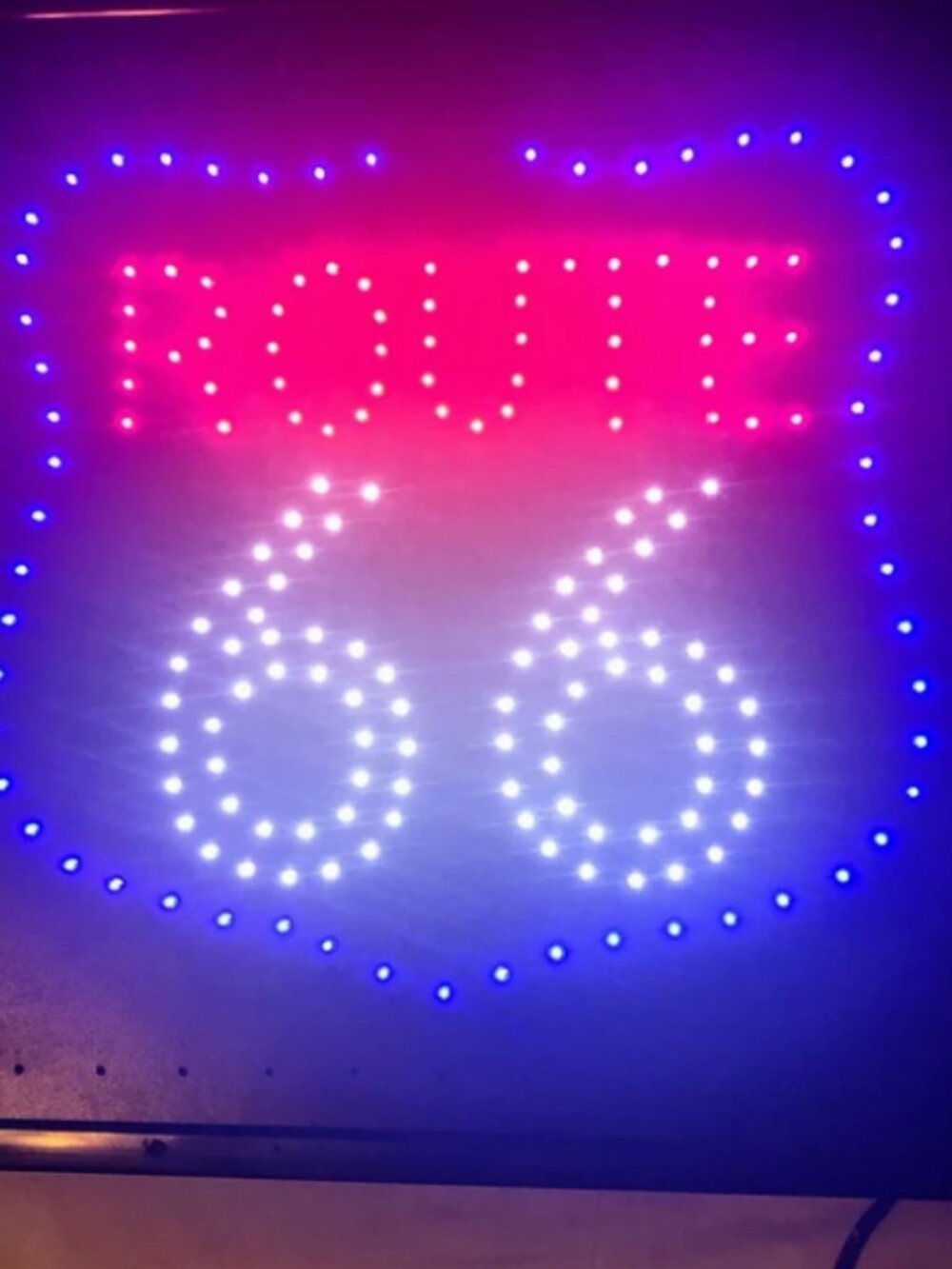 LED Route 66 Lighted Sign 19x19 inch 110v On/Off Toggle Switch Red White & Blue
